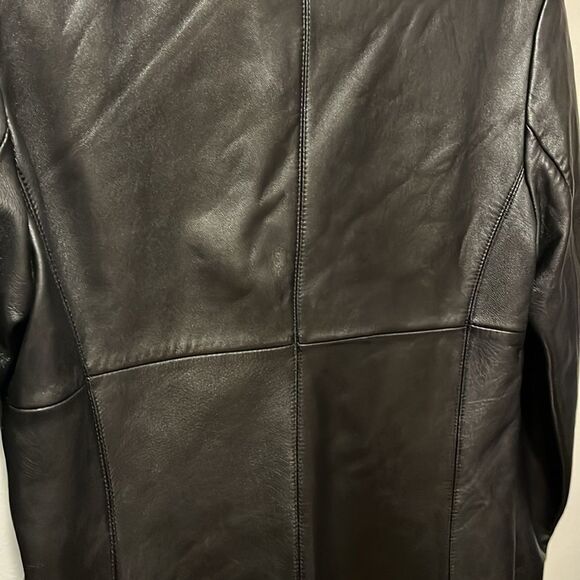 BEAUTIFUL WOMEN’S LONG BLACK LEATHER MARC NEW YORK ANDREW MARC COAT/TRENCH SMALL - Picture 5 of 8